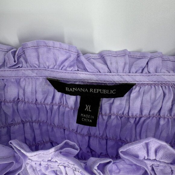 Banana Republic Top Women’s XL purple smocked ruffle off shoulder feminine party - Picture 3 of 6